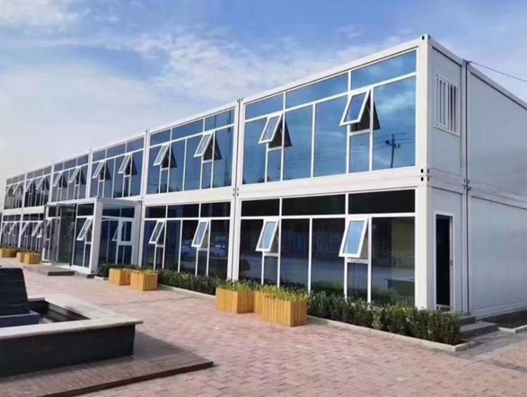 Prefabricated Modular Construction Site Office & Camp Site | 2-Story Glass Facade Container Office Building